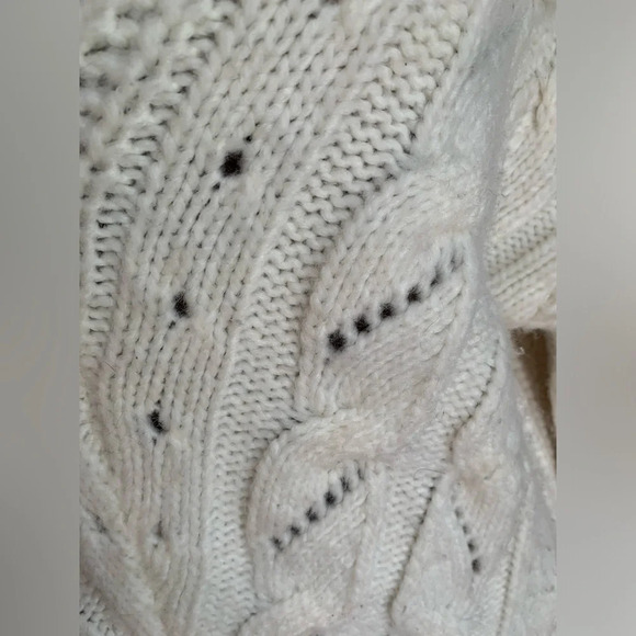 Anthropologie Ramona Chunky Cable Knit V-Neck Sweater  Ivory Alpaca xs - Picture 2 of 11